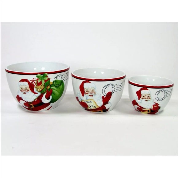 Fitz and Floyd LETTERS TO SANTA 4" 5" 6" Nesting Bowl Set 3Pc - Picture 3 of 9